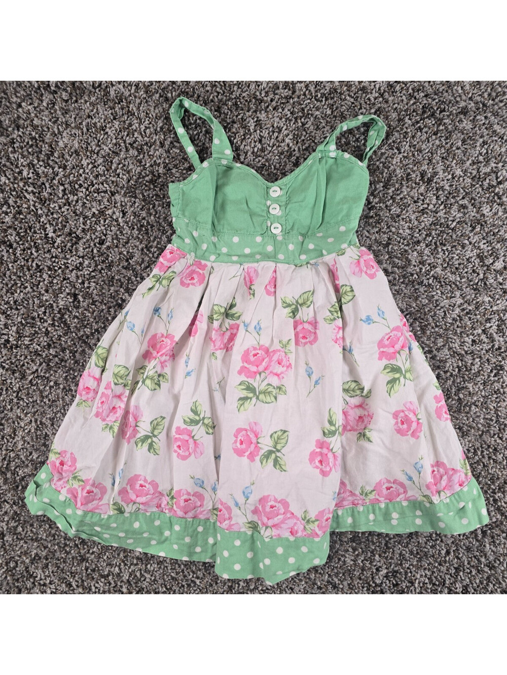 Pumpkin Patch Boutique Girls Sz 7 a Line Sundress Dress Green Pink Floral
